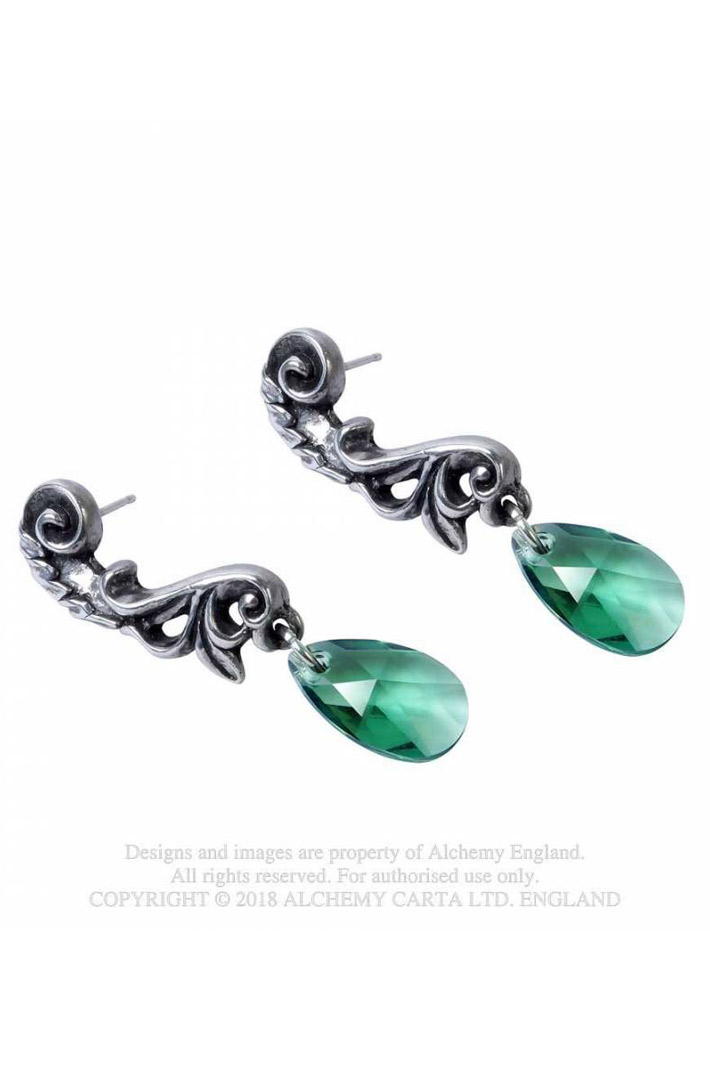 Серьги Alchemy Gothic E415 Green Queen Earrings - фото 2 - rockbunker.ru