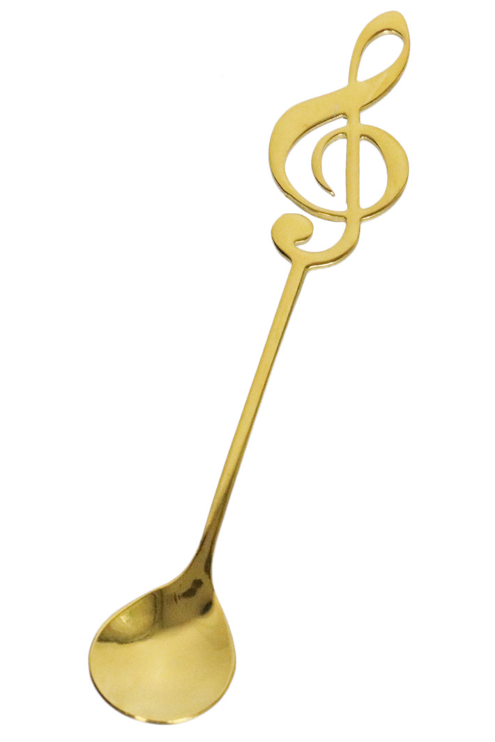 Ложка Скрипичный ключ сувенирная золотая - фото 1 - rockbunker.ru