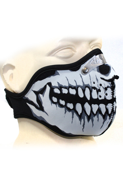 Байкерская маска челюсть скелета с металлическим переносьем - фото 1 - rockbunker.ru