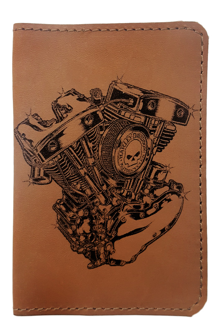 Обложка на паспорт Harley Davidson кожаная - фото 1 - rockbunker.ru