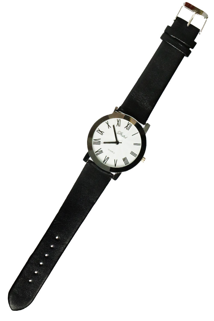 Часы наручные Quartz белые с чёрным ремешком - фото 1 - rockbunker.ru