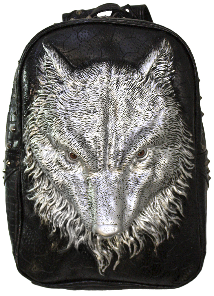Рюкзак проклепаный Белый Волк - фото 4 - rockbunker.ru