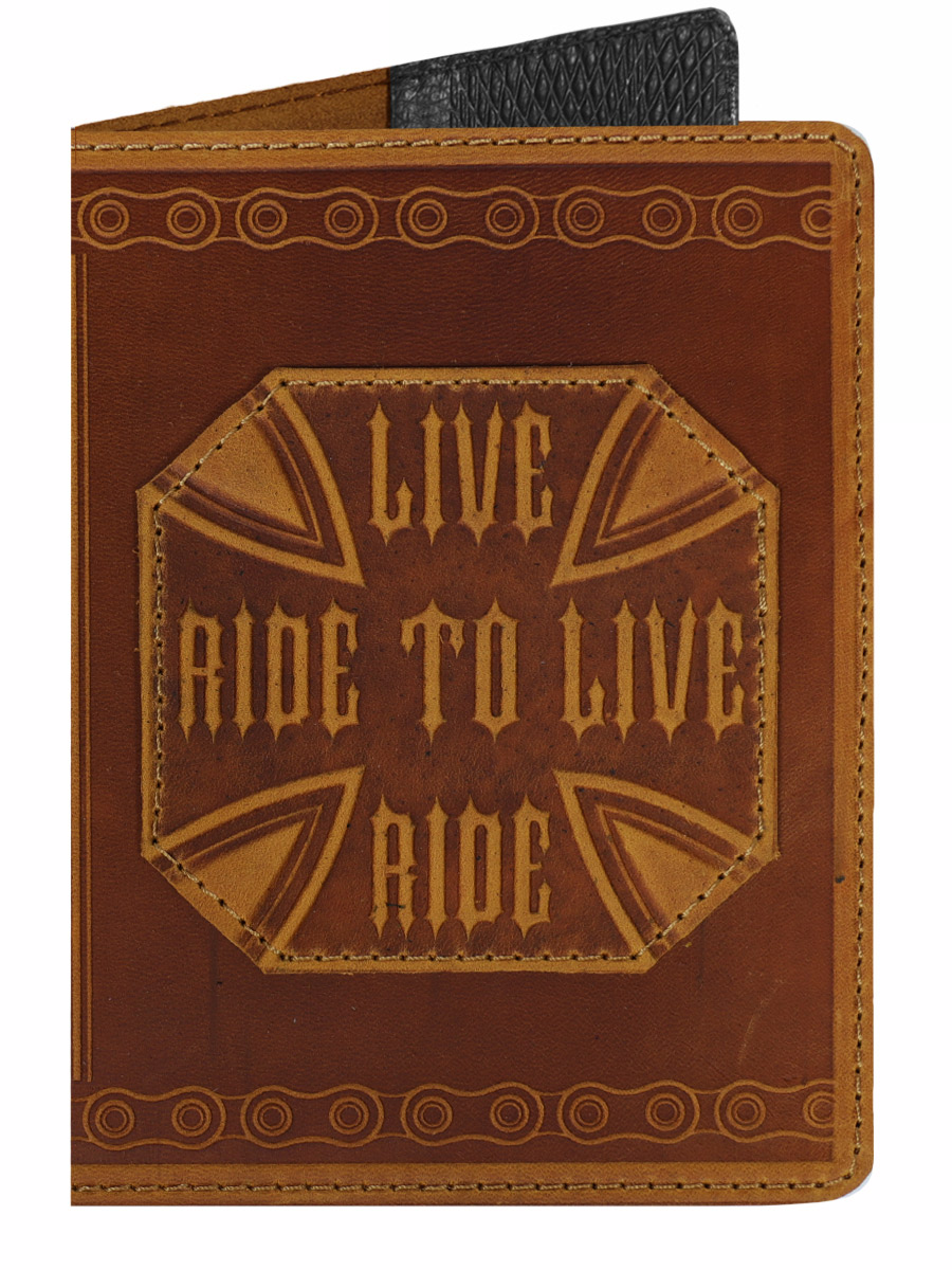 Обложка на паспорт Live to ride Ride to live рыжая - фото 1 - rockbunker.ru