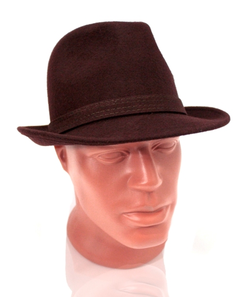Шляпа фетровая классическая коричневая - фото 2 - rockbunker.ru