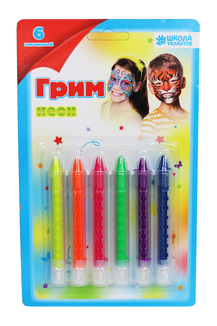 Грим карандаши для лица и тела 6 неоновых цветов - фото 1 - rockbunker.ru