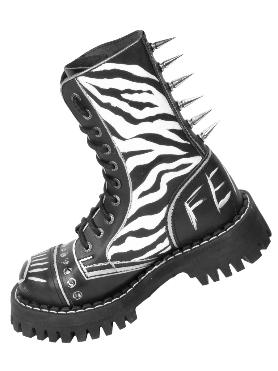Ботинки кастомные кожаные Zebra - фото 3 - rockbunker.ru