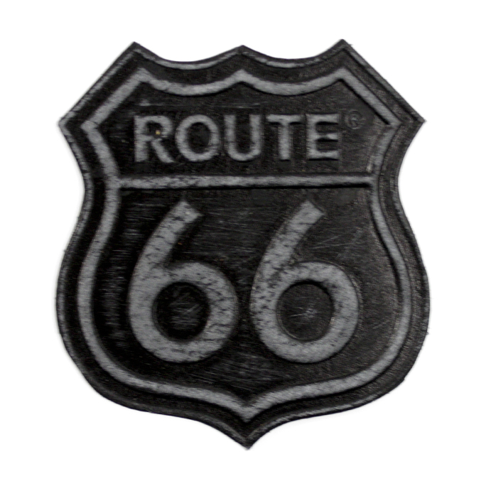 Нашивка кожаная Route 66 чёрная - фото 1 - rockbunker.ru