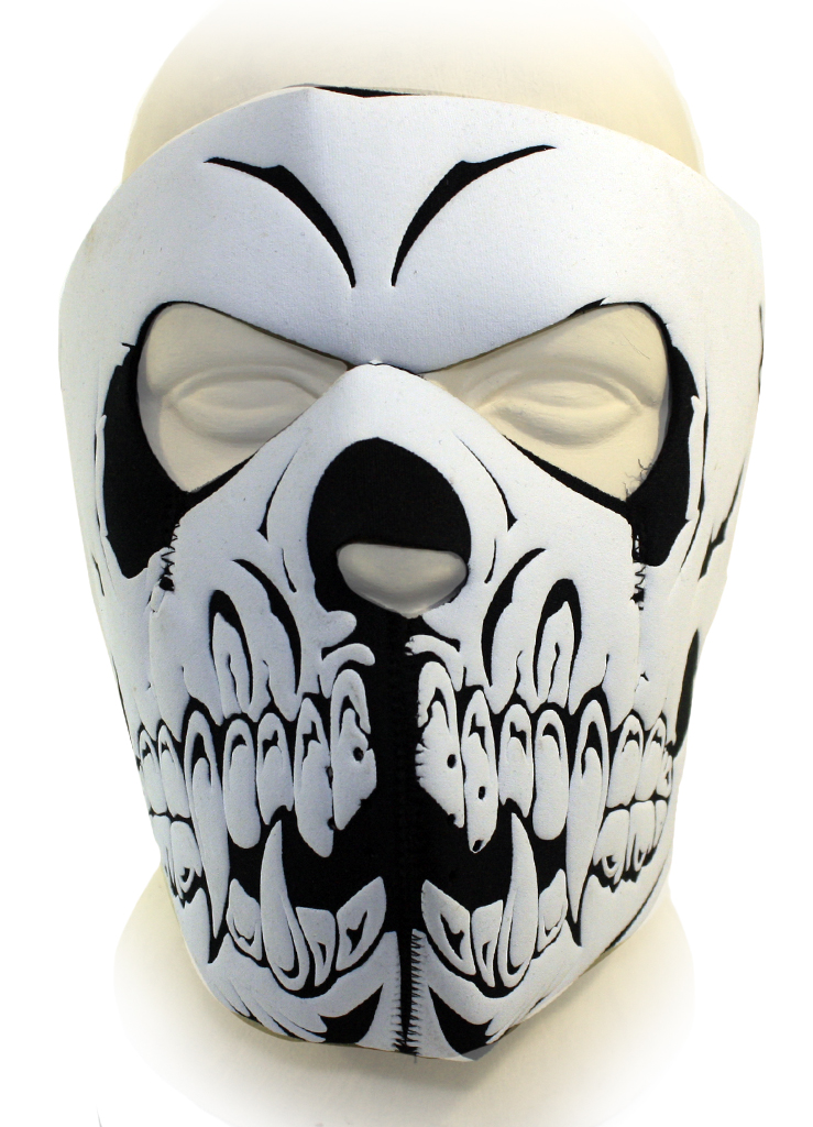 Байкерская маска череп с клыками на все лицо - фото 2 - rockbunker.ru