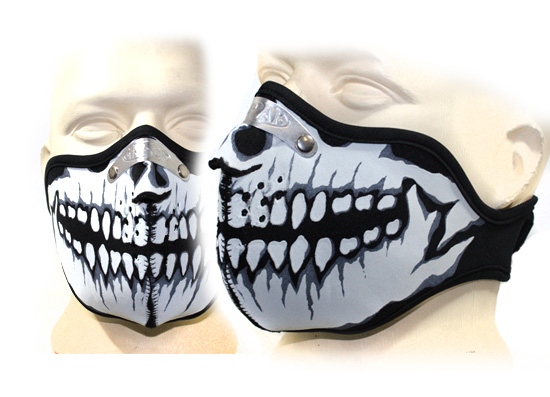 Байкерская маска челюсть скелета с металлическим переносьем - фото 2 - rockbunker.ru