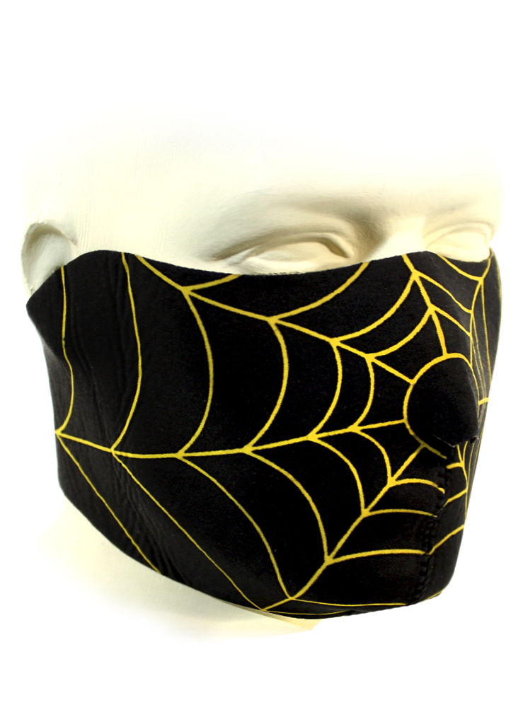 Байкерская маска паутина желтая - фото 1 - rockbunker.ru