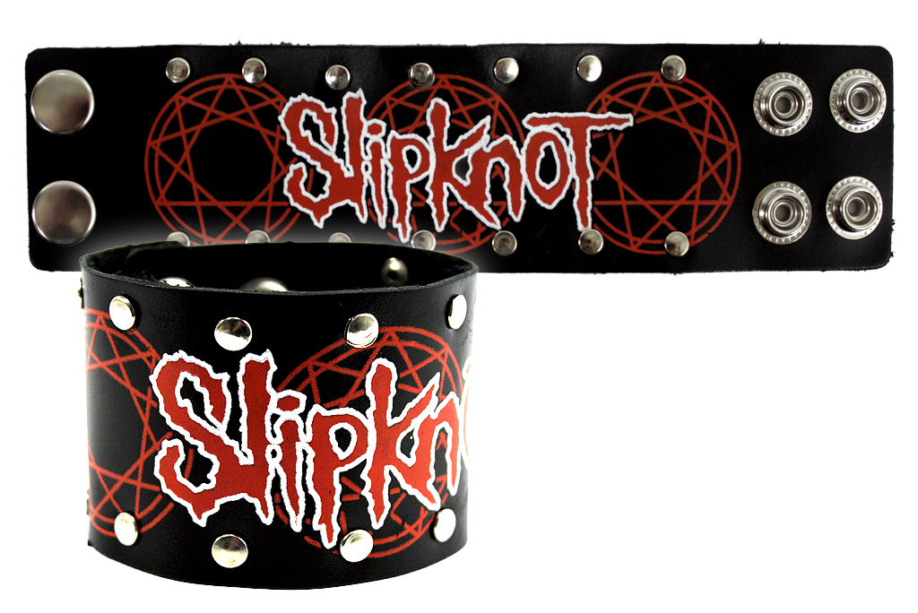Браслет кожаный Slipknot - фото 1 - rockbunker.ru