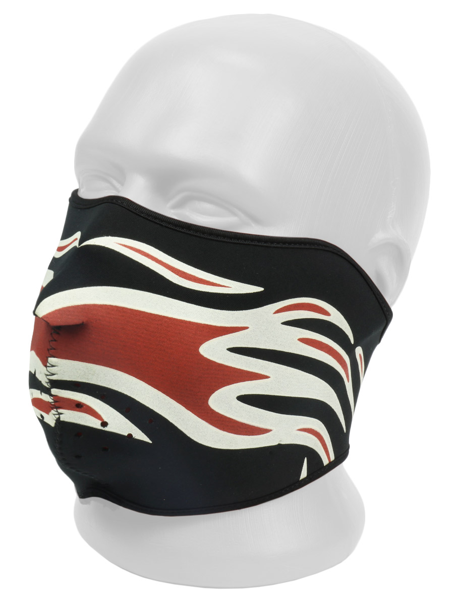 Байкерская маска с красными узорами - фото 2 - rockbunker.ru
