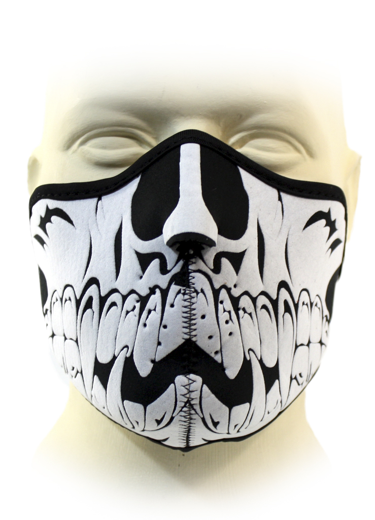 Байкерская маска скелет челюсти с четыремя клыками - фото 2 - rockbunker.ru
