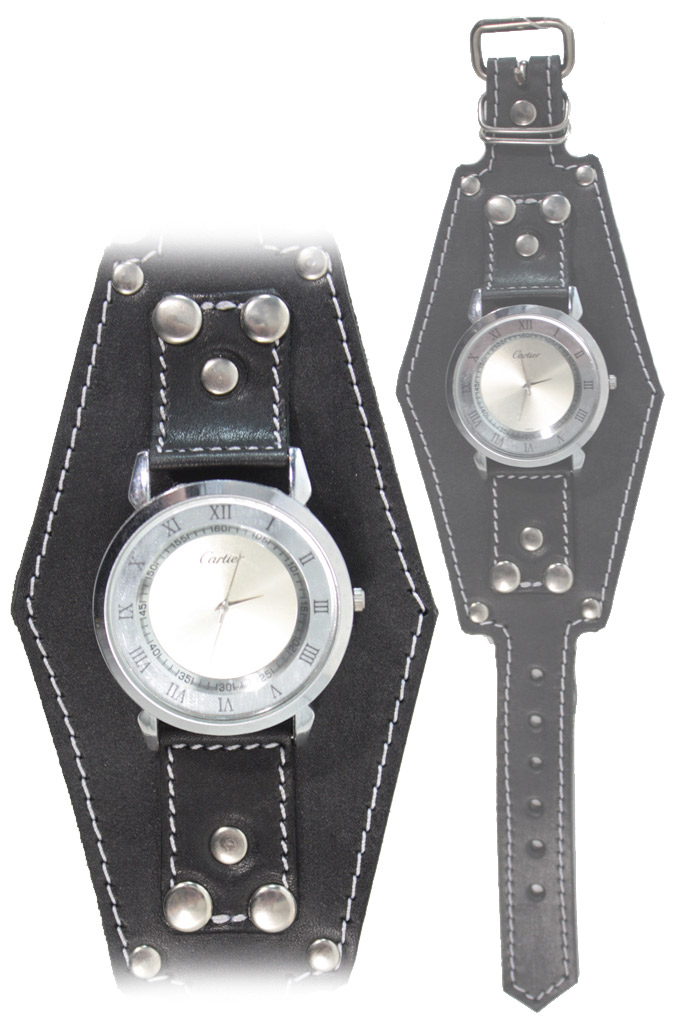 Часы наручные Cartier с кожаным браслетом - фото 1 - rockbunker.ru