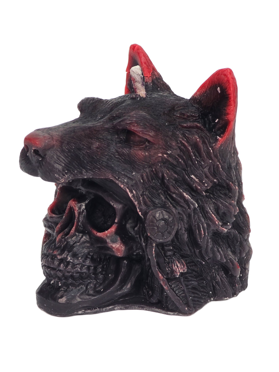 Свеча Волк черно-красный - фото 2 - rockbunker.ru