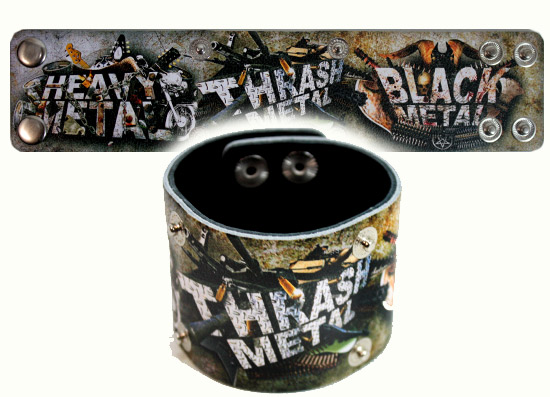 Браслет кожаный RockMerch Heavy Thash Black Metal - фото 1 - rockbunker.ru