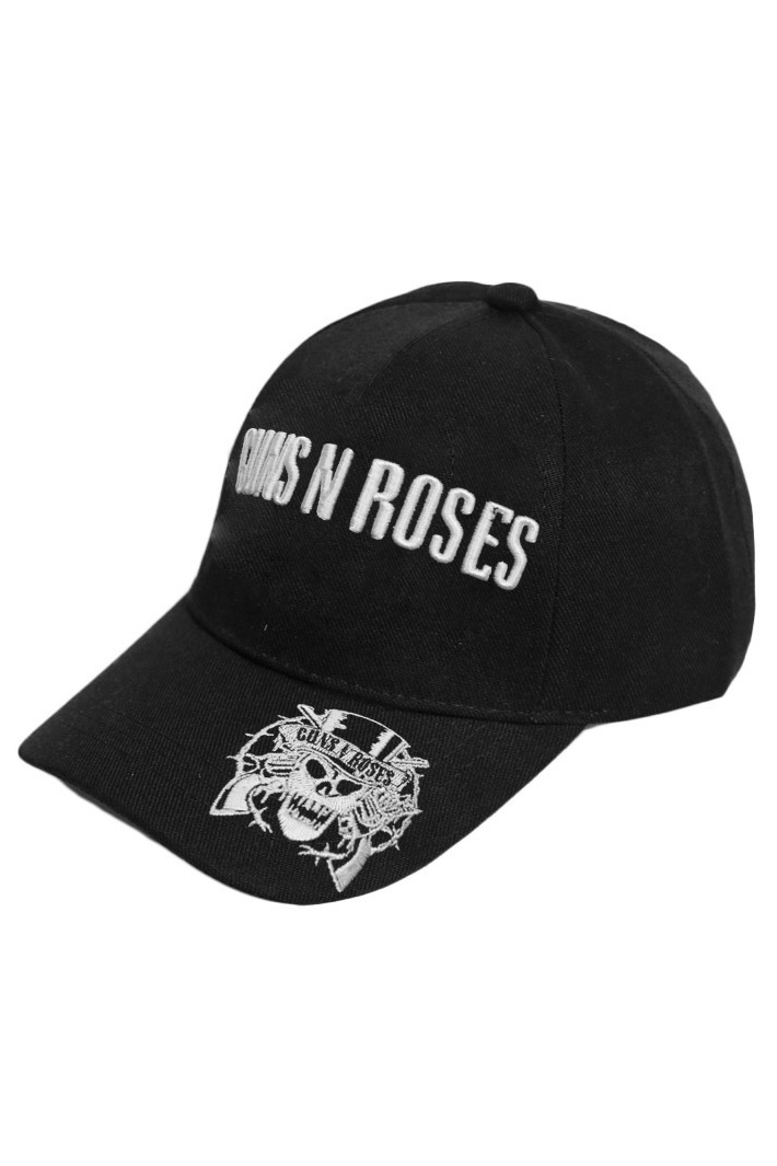 Бейсболка Guns N Roses с 3D вышивкой белая - фото 1 - rockbunker.ru