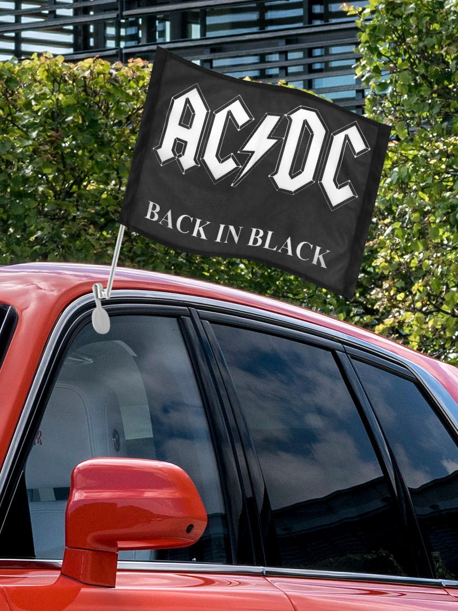 Флаг автомобильный AC DC Back In Black - фото 3 - rockbunker.ru