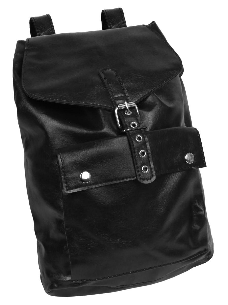 Рюкзак-торба с карманом чёрный - фото 1 - rockbunker.ru