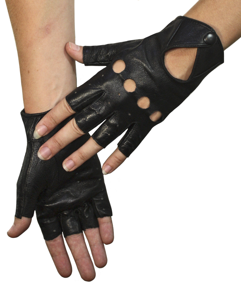 Перчатки кожаные без пальцев женские - фото 2 - rockbunker.ru