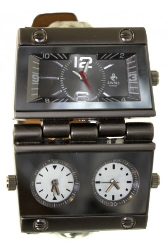 Часы наручные Swiss с коричневым кожаным браслетом  - фото 1 - rockbunker.ru