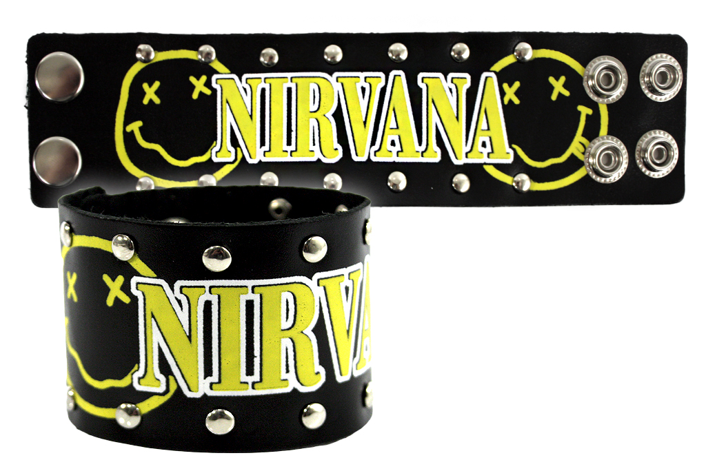 Браслет кожаный Nirvana - фото 1 - rockbunker.ru