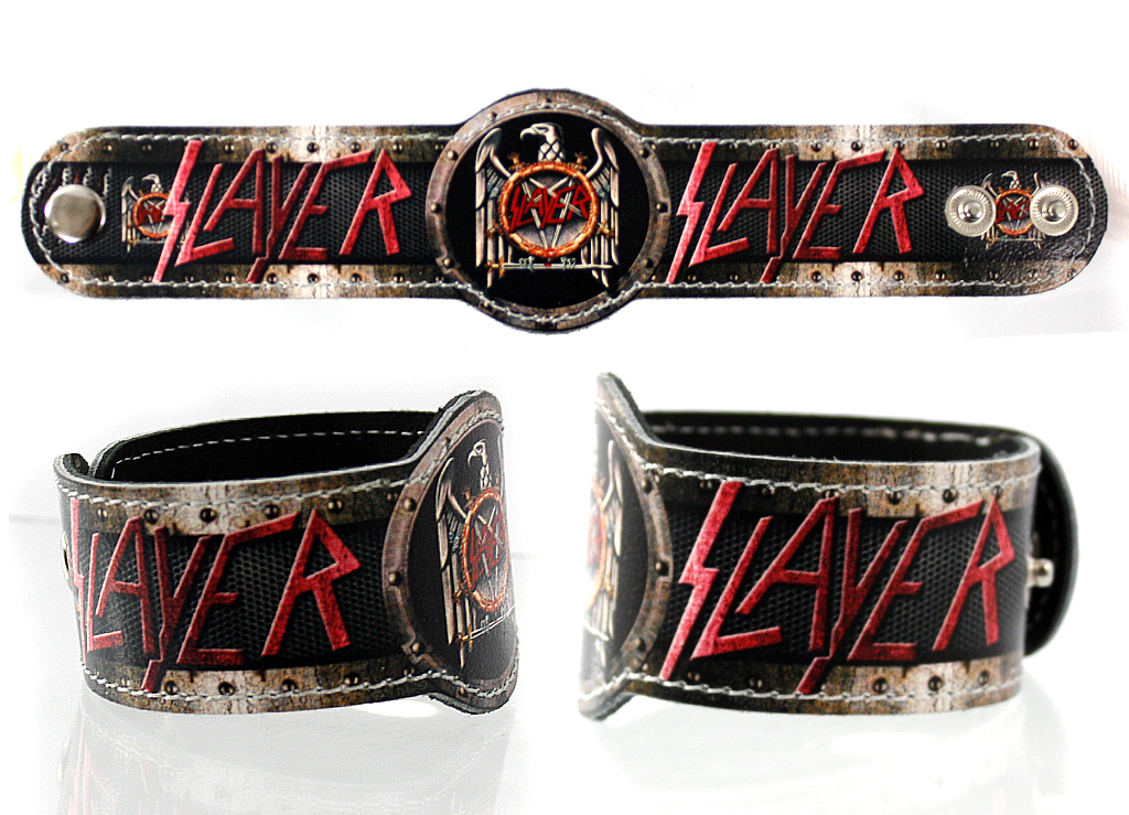 Фан-браслет кожаный RockMerch Slayer - фото 1 - rockbunker.ru