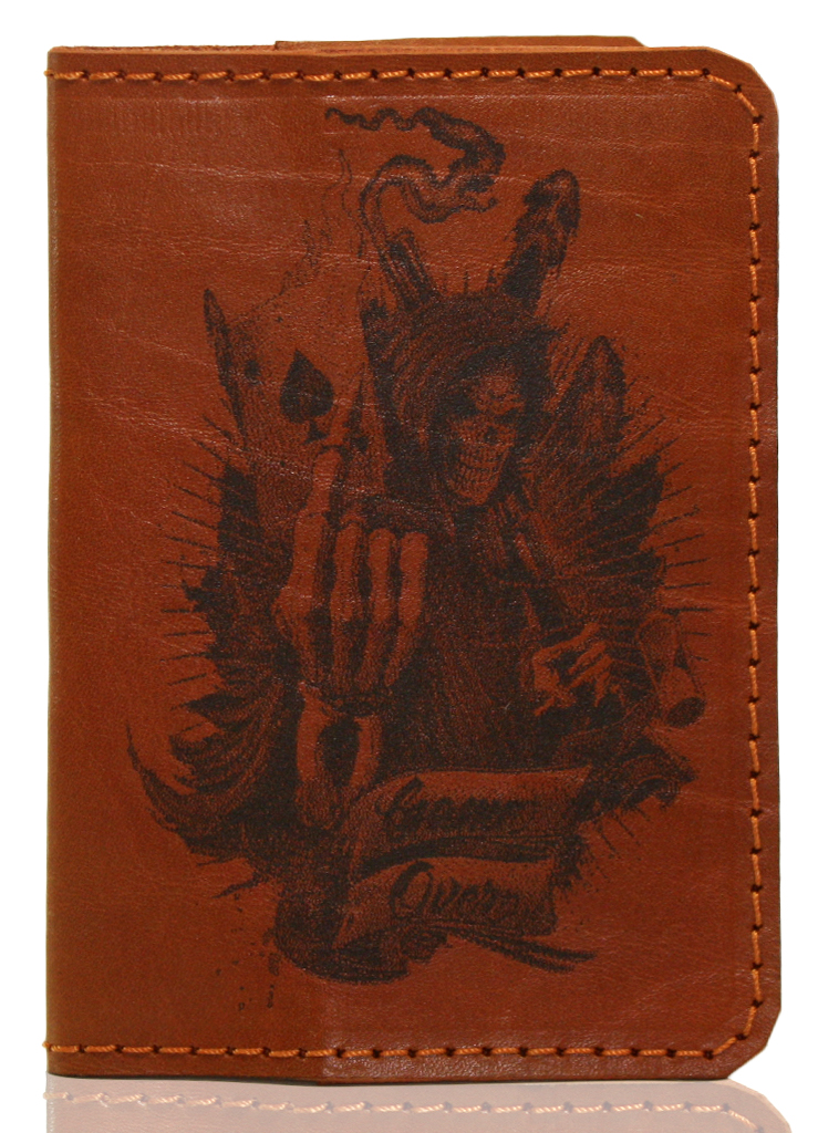Обложка на паспорт Game Over кожаная - фото 1 - rockbunker.ru