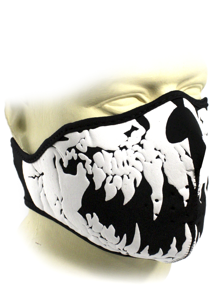 Байкерская маска скелет челюсти с клыками - фото 1 - rockbunker.ru
