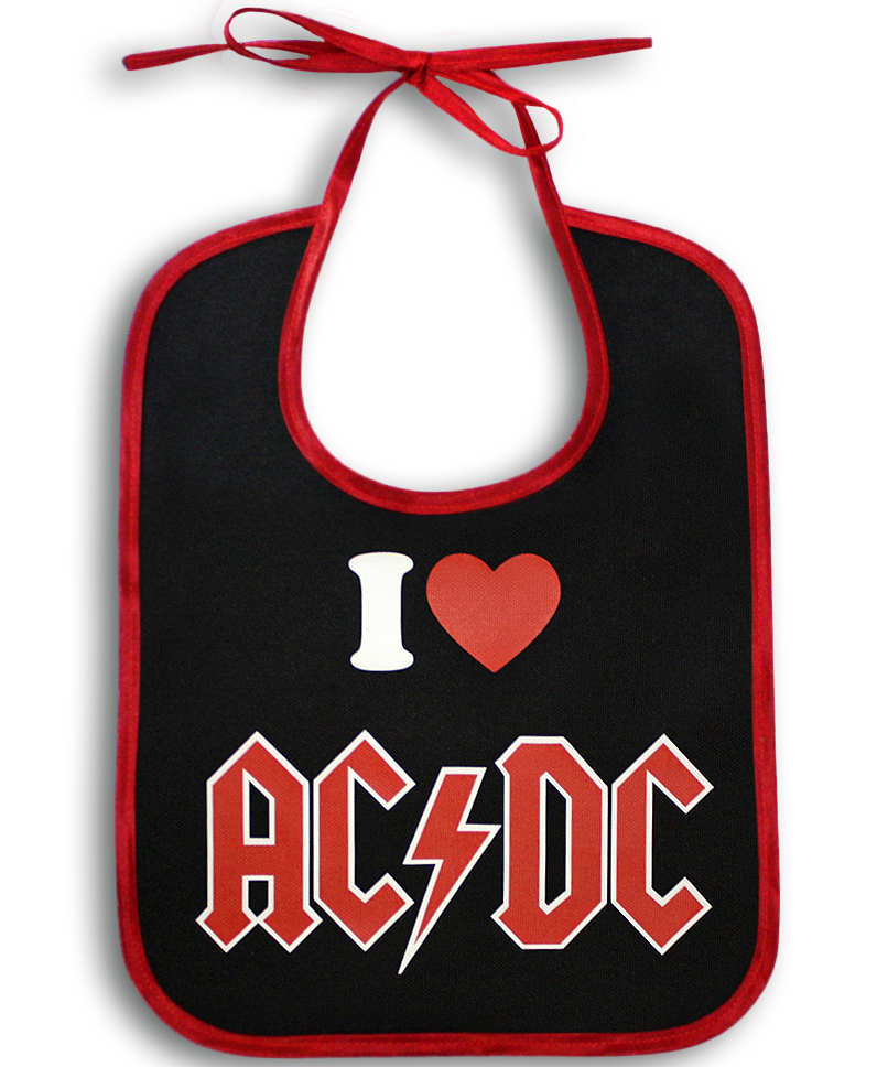 Слюнявчик I Love AC DC - фото 1 - rockbunker.ru