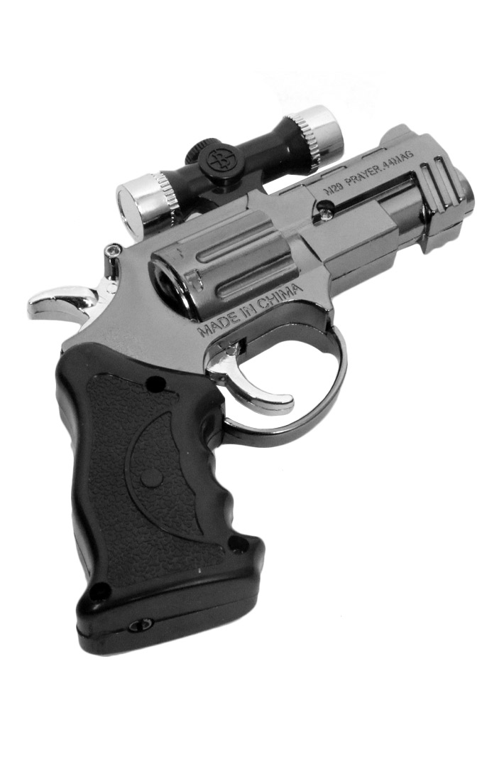 Зажигалка Револьвер с лазером чёрный - фото 1 - rockbunker.ru