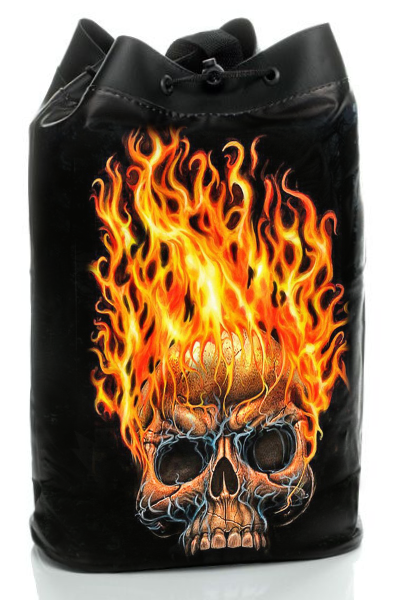 Торба Огненный череп из кожзаменителя - фото 1 - rockbunker.ru