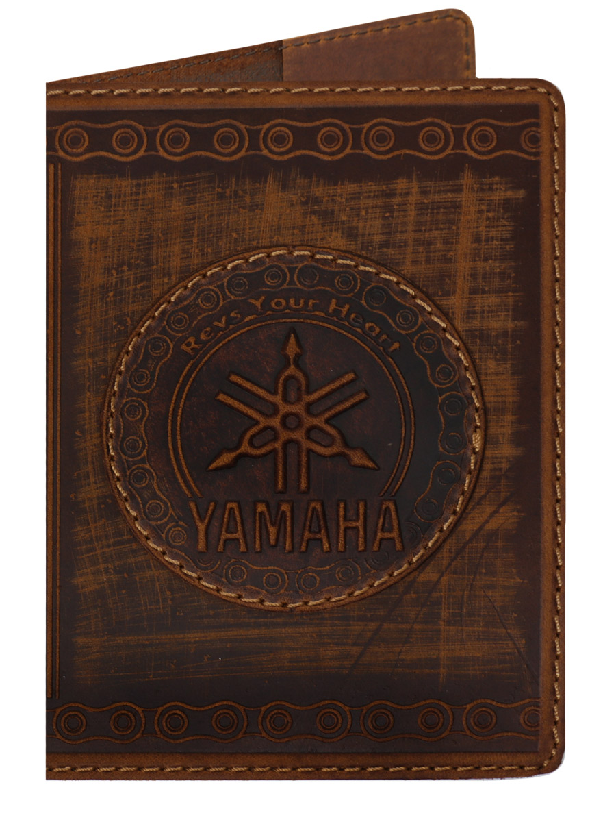 Обложка на паспорт Yamaha кожаная Коричневая - фото 1 - rockbunker.ru