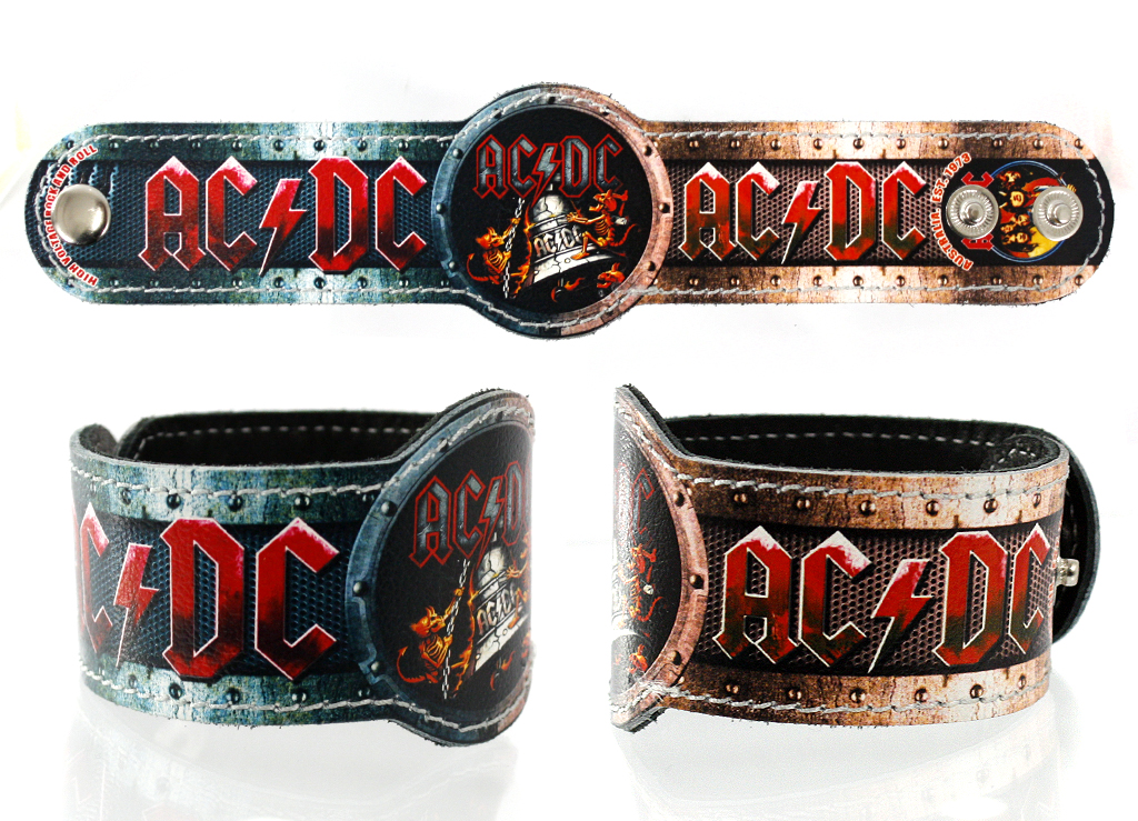 Фан-браслет кожаный RockMerch AC DC - фото 1 - rockbunker.ru