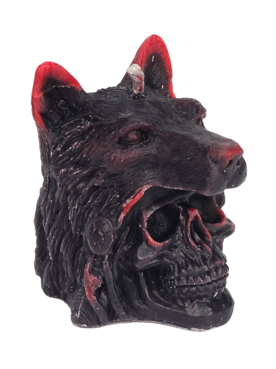 Свеча Волк черно-красный - фото 1 - rockbunker.ru