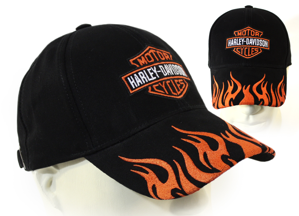 Бейсболка Logo Harley-Davidson и огонь с 3D вышивкой - фото 2 - rockbunker.ru