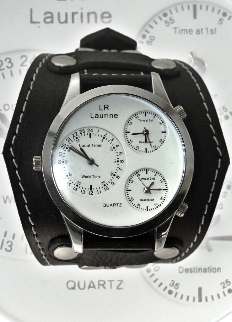 Часы наручные Laurine с кожаным браслетом - фото 1 - rockbunker.ru