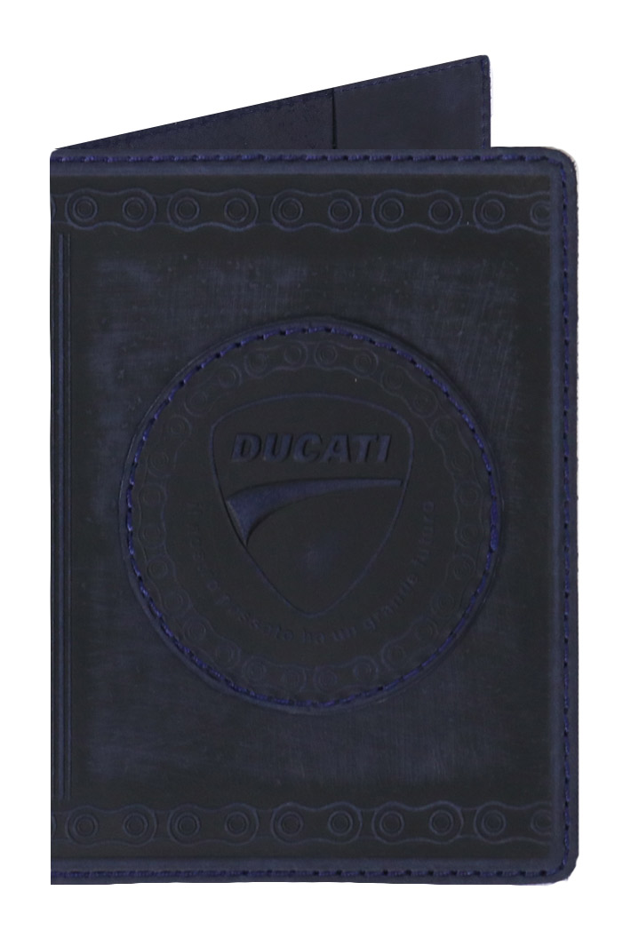 Обложка на паспорт Ducati Кожаная Синяя - фото 1 - rockbunker.ru