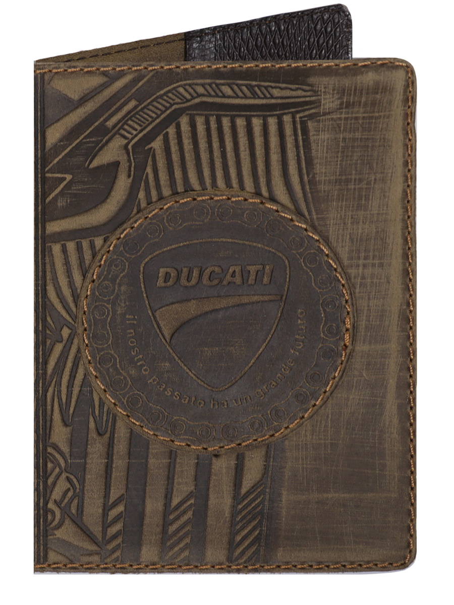 Обложка на паспорт Ducati кожаная Темно-Коричневая - фото 1 - rockbunker.ru