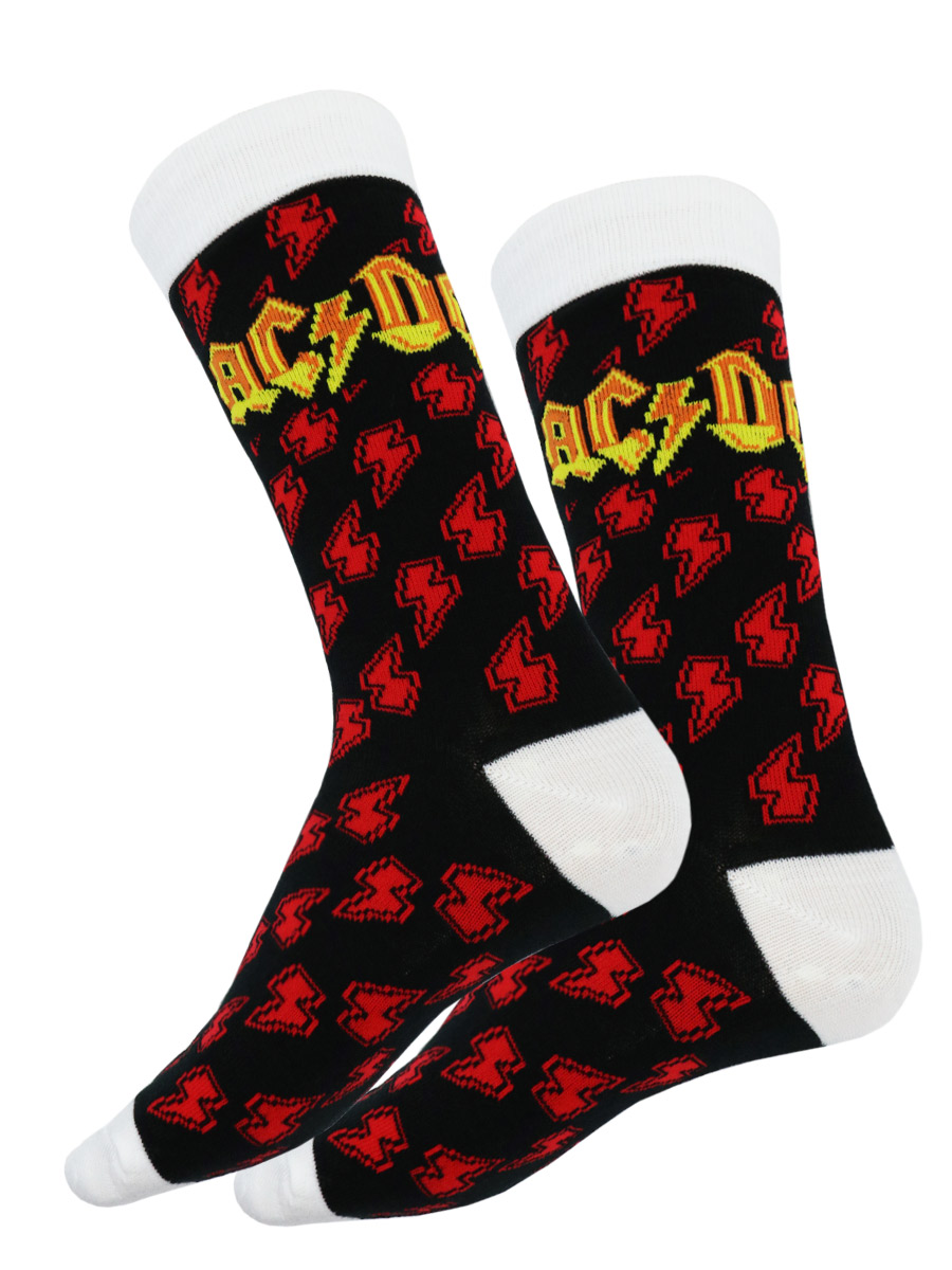 Носки AC/DC белые - фото 1 - rockbunker.ru