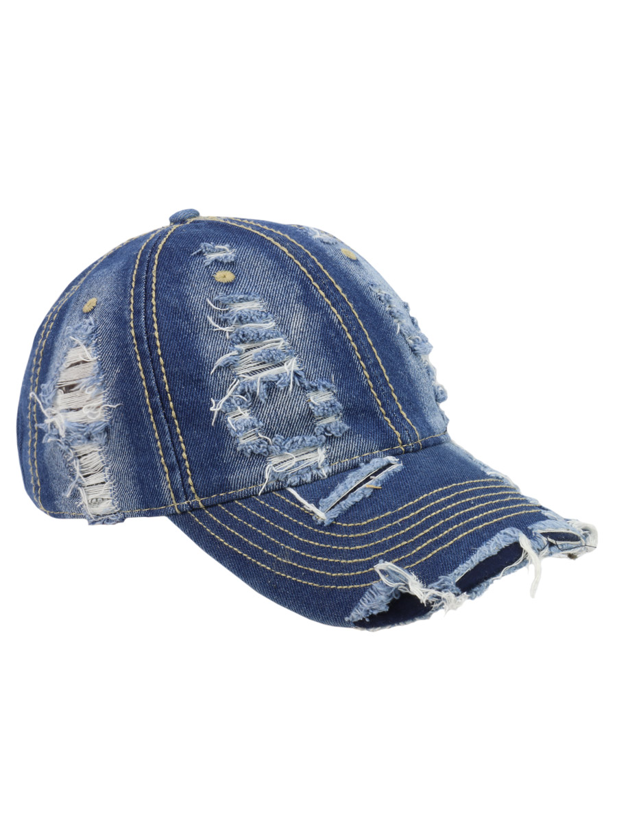 Бейсболка Джинсовая Винтажная Синяя - фото 1 - rockbunker.ru