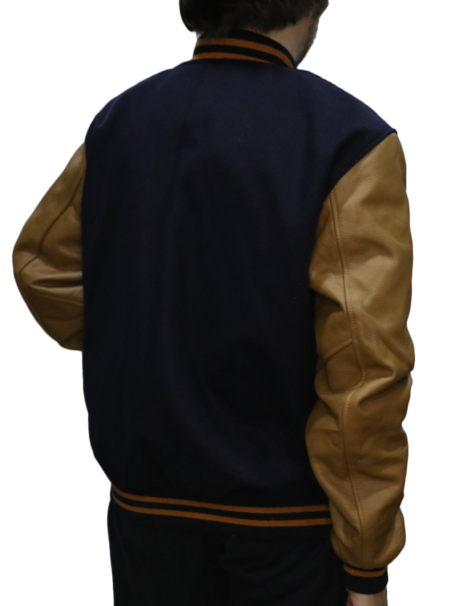 Куртка Fast с кожаными коричневыми рукавами ККЖ012 - фото 3 - rockbunker.ru