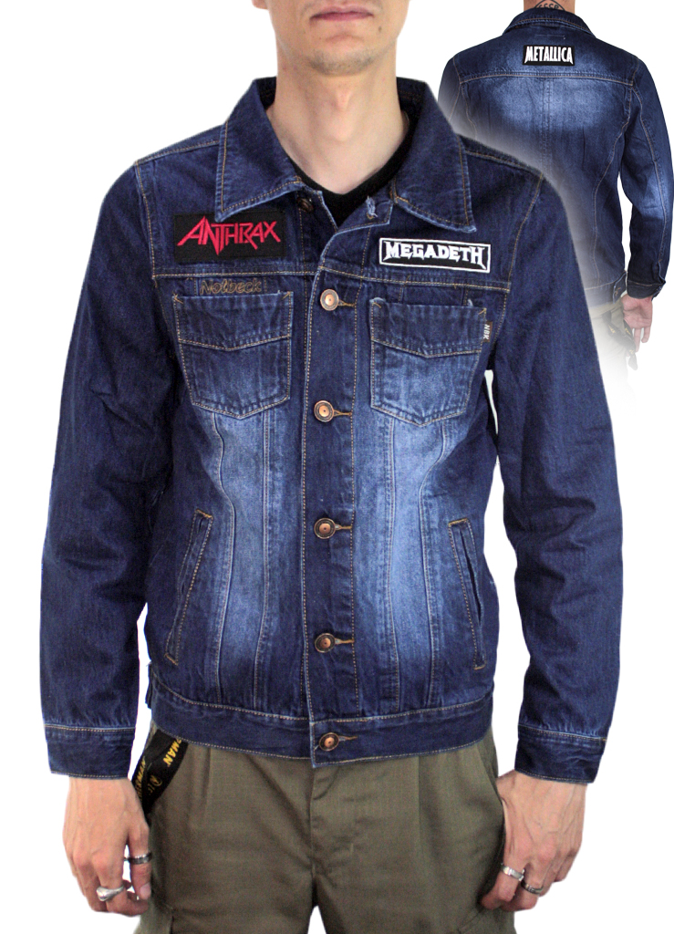 Куртка джинсовая с нашивками Anthrax Megadeth Metallica - фото 1 - rockbunker.ru