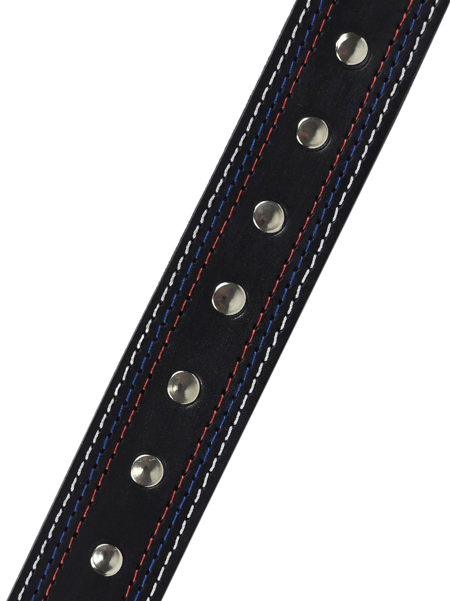 Ремнь кожаный Rebel State Заклепки Три Строчки - фото 2 - rockbunker.ru