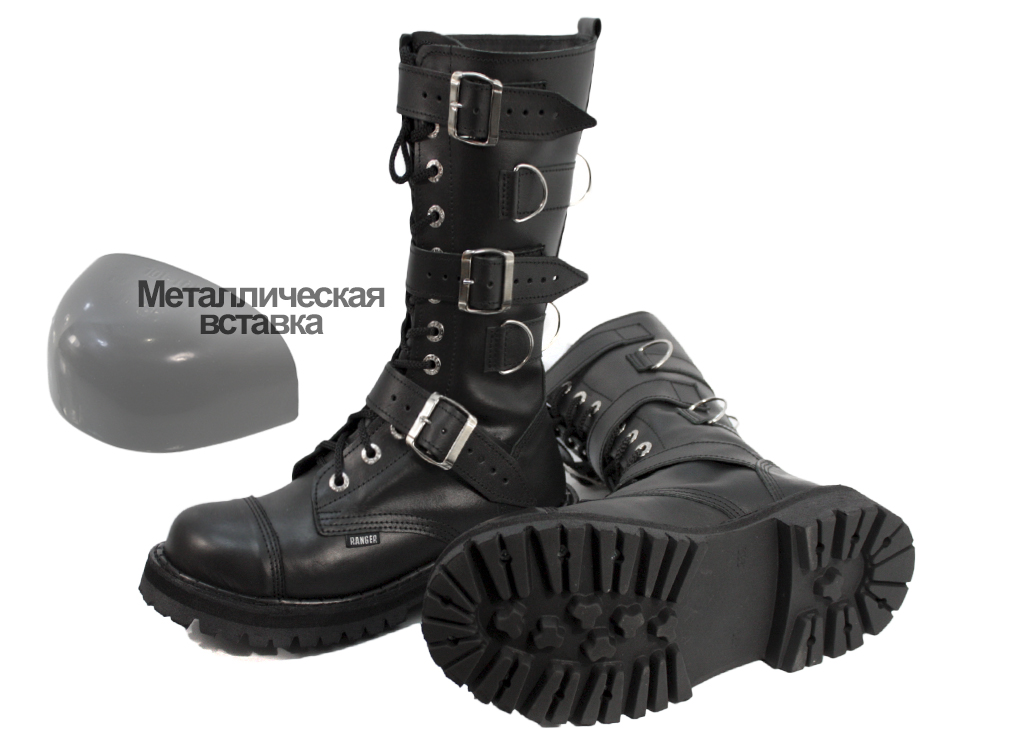Ботинки высокие Ranger Black 12 колец 3 ремня кольца - фото 3 - rockbunker.ru