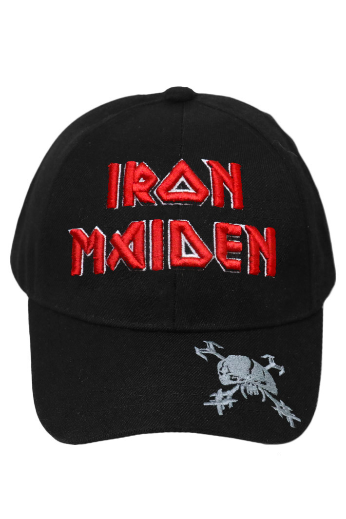 Бейсболка Iron Maiden с 3D вышивкой красный - фото 2 - rockbunker.ru