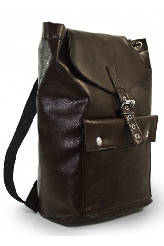 Рюкзак-торба с карманом коричневый - фото 2 - rockbunker.ru