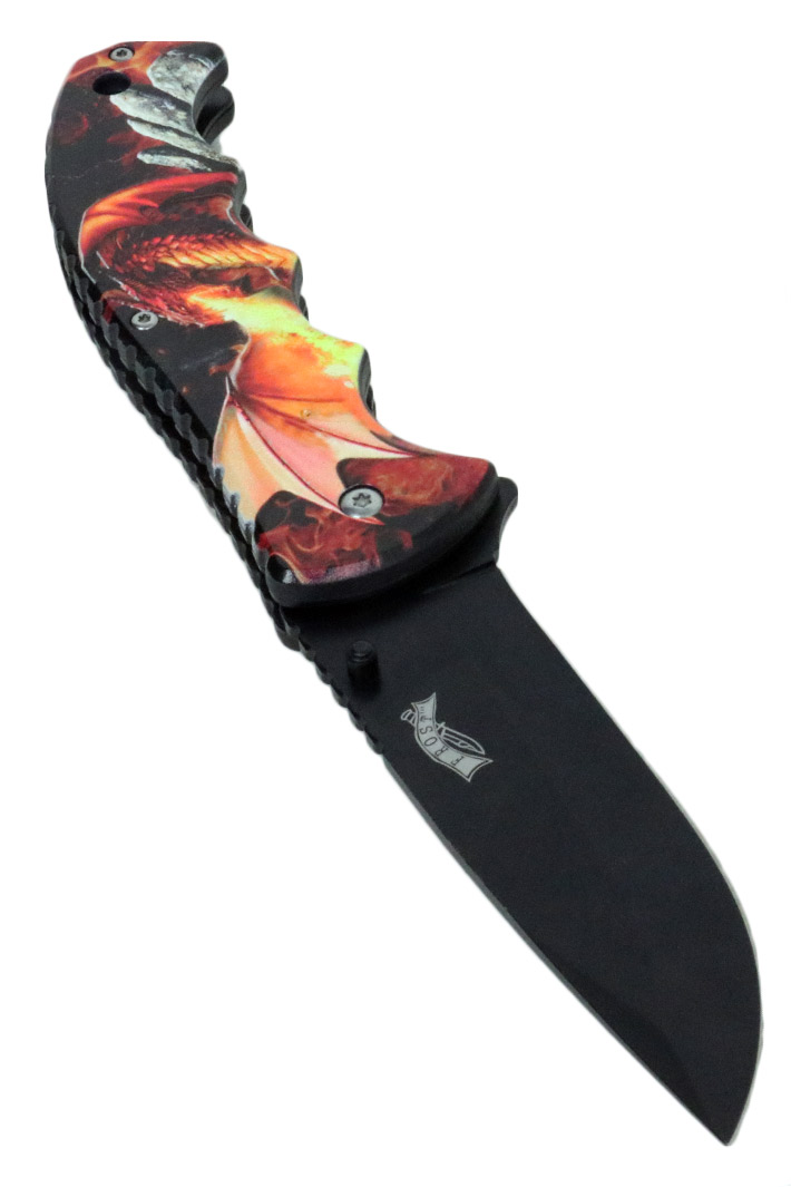 Нож складной с аэрографией Дракон - фото 3 - rockbunker.ru