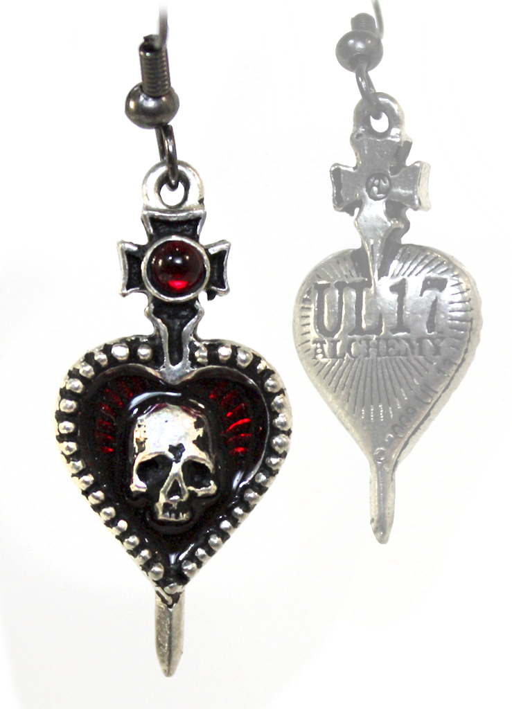 Серьга Alchemy Gothic ULFE6 Pierced Heart - фото 1 - rockbunker.ru