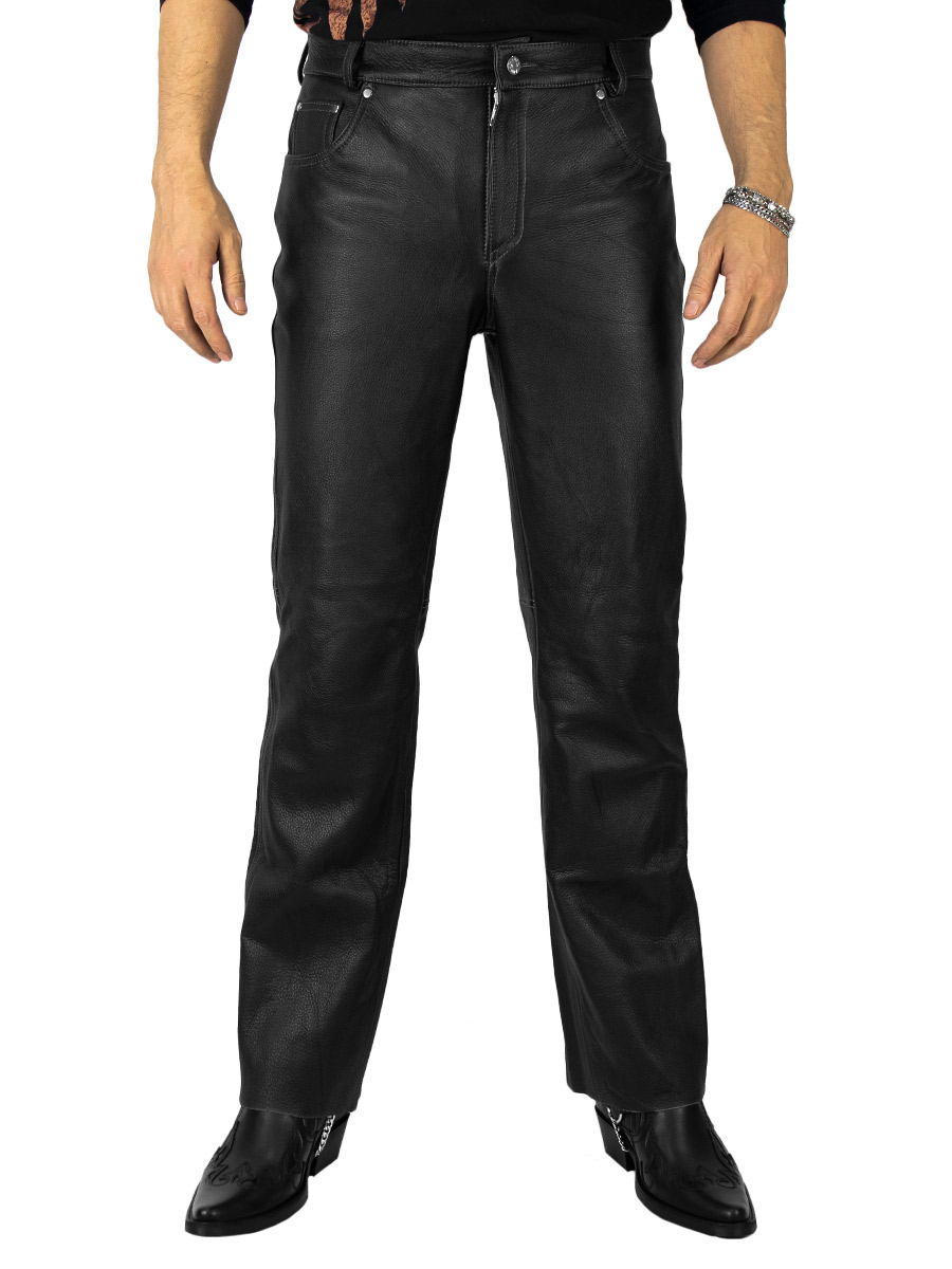 Штаны кожаные мужские Jeans CL - фото 3 - rockbunker.ru